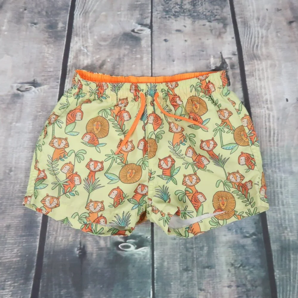ZARA BABY LION & TIGER JUNGLE PRINT SWIM TRUNKS SIZE 2/3